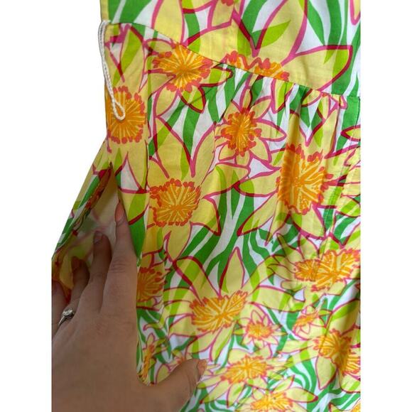 Lilly Pulitzer Wyatt Classic Dress Strapless Floral Fit And Flare Yellow Size 8 - Picture 7 of 12